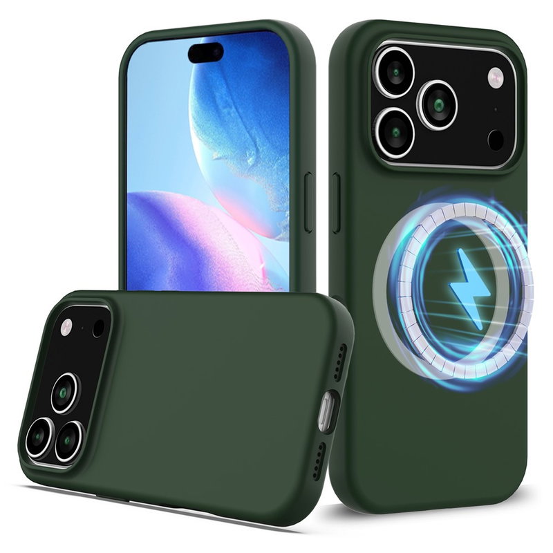 iPhone 17 Pro Max Silikone Cover med MagSafe og Blød Inderside - Mørkegrøn