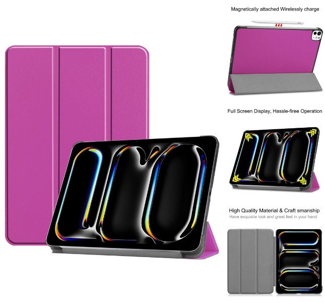 Cover til iPad Pro 11" 2024 tri-fold stand lilla