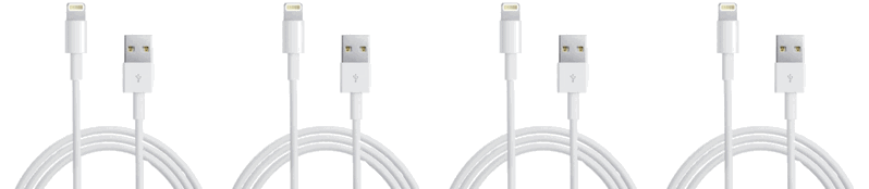 4x Kabel til iPhone 5 / 5S / 5C / 6 / 6 Plus / SE / 7 / 7 Plus Hvid-1 meter