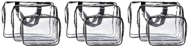 3x 3-Pak Transparent Toilettaske
