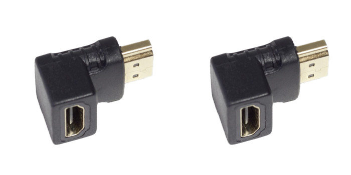 2x HDMI 90° vinkel adapter