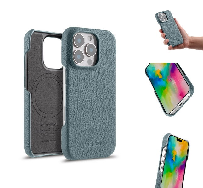 Lædercover til iPhone 16 Pro Max i ægte kohudlæder
