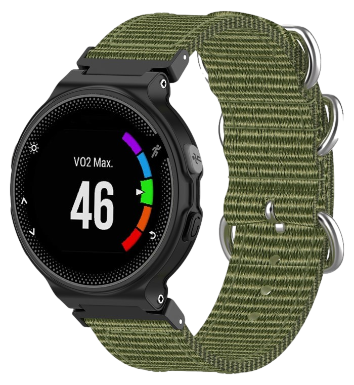 Nylon Rem med Metalspænde til Garmin Forerunner 220 / 230 / 235 / 620 / 630 / 735-Mørkegrøn