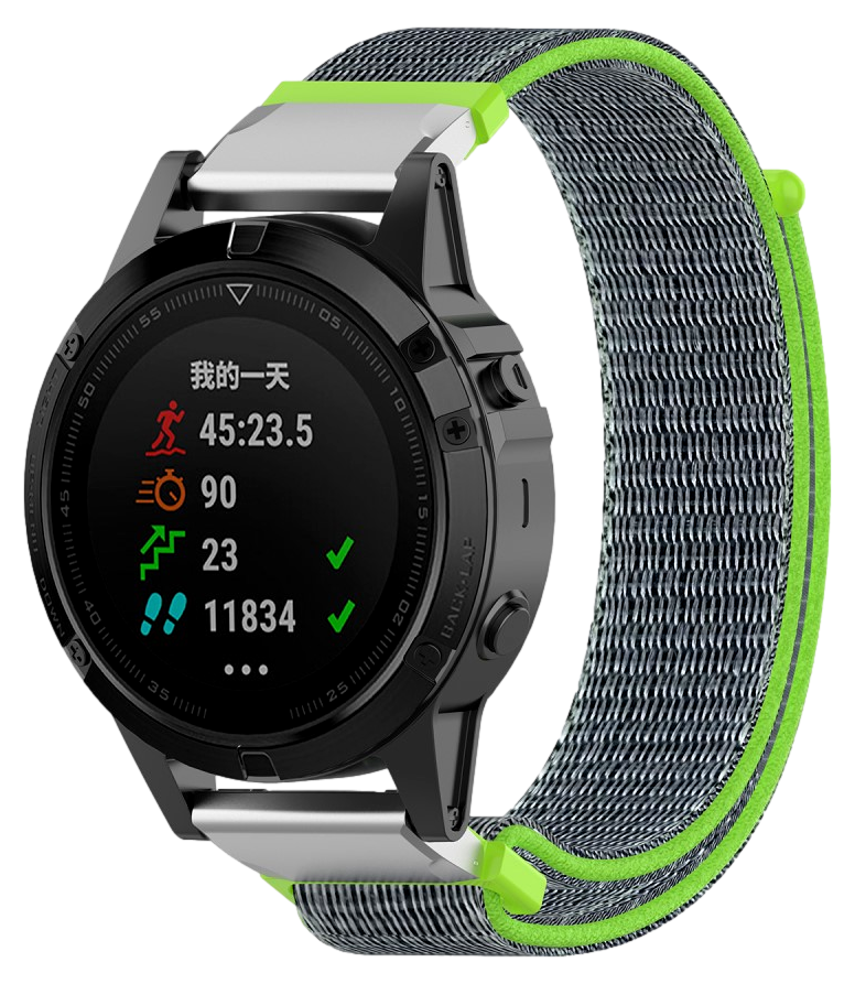 Suwon velcro rem til Garmin Fenix 5 / 5 Plus / 6 / 6 Pro / Chronos - Blå / Grøn