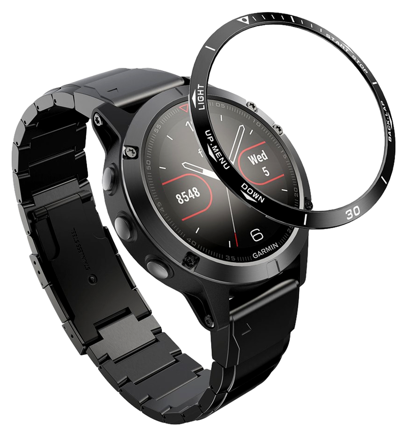 Rustfrit Stål Cover til Urkrans til Garmin Fenix 5-Sort