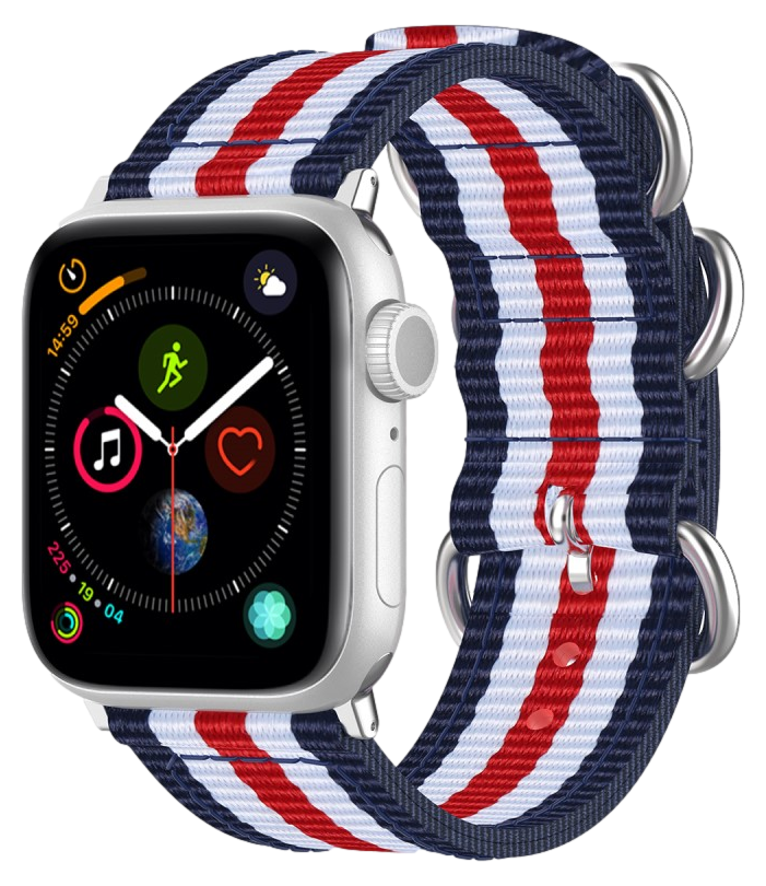 Nato Nylon rem til Apple Watch 7 - 41mm - Rød / Blå