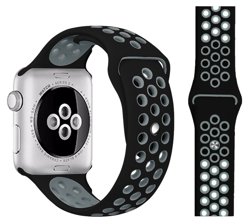 Silikone Sportsrem til Apple Watch 6 - Sort - 42 / 44 / 45 mm