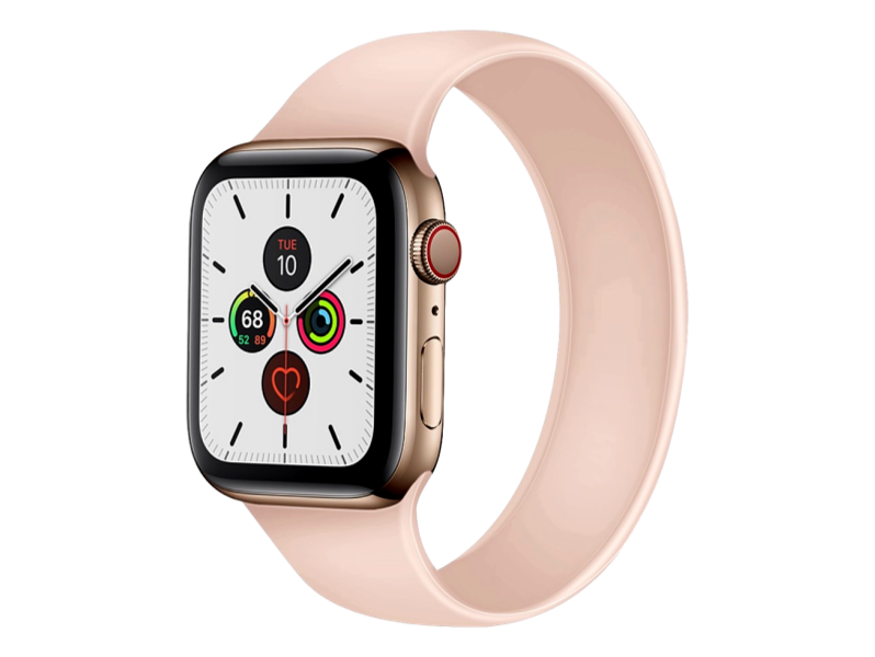 Silikone Rem til Apple Watch 8 / 9 - 45mm i Solo Loop design - str. S - Lyserød