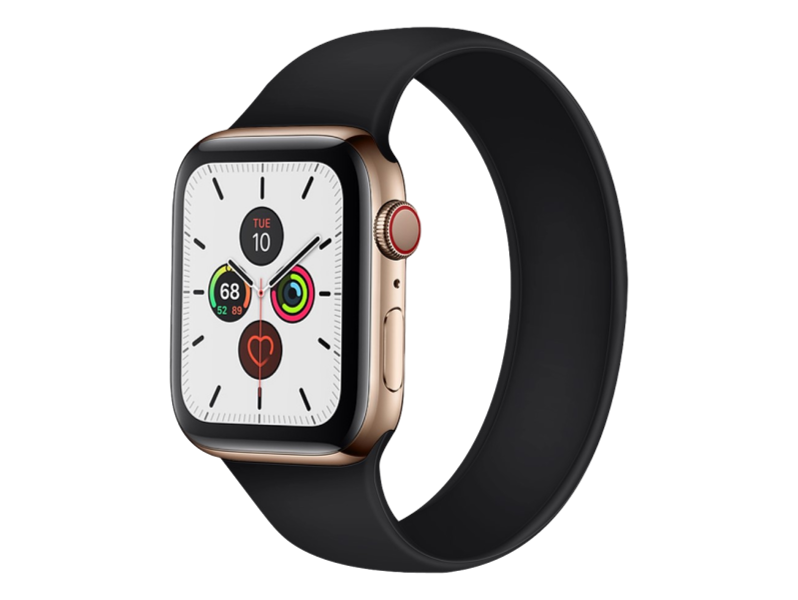 Silikone Rem til Apple Watch 4 44 mm i Solo Loop design - str. L - Sort