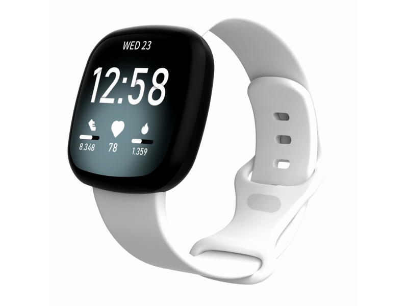Silikone Rem til Fitbit Versa 3 / 4 / Sense / Sense 2 - Str. S-Hvid