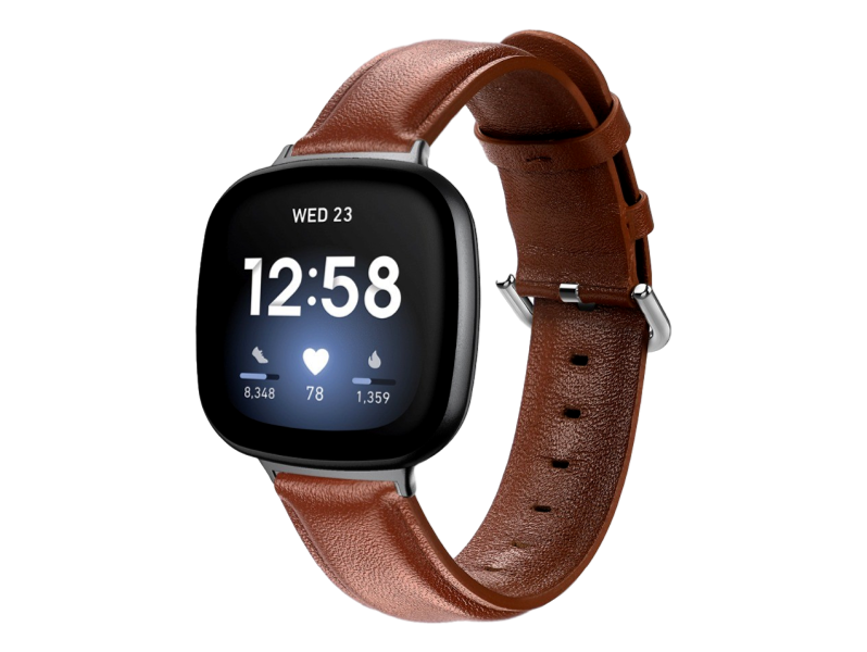 Genuine Læder rem til Fitbit Versa 3 / 4 / Sense / Sense 2-Brun