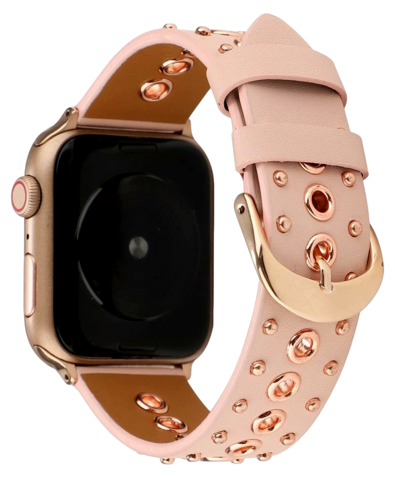Punk Læder Rem til Apple Watch 3 - 42mm - RosaGuld