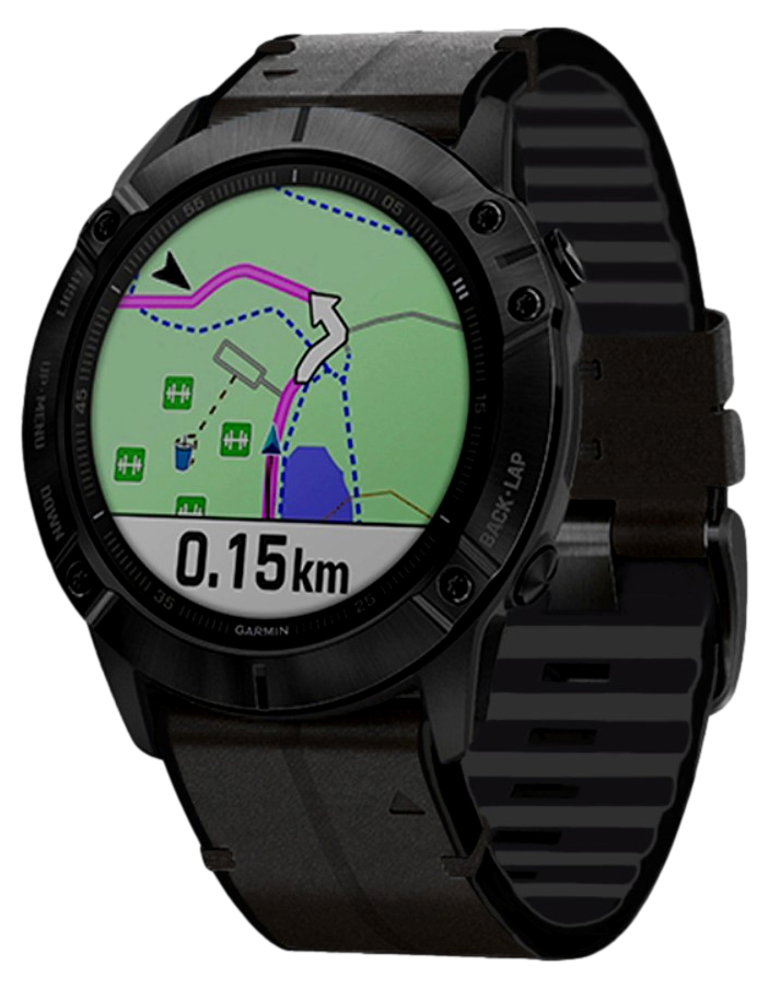 Læder rem til Garmin Fenix 5 / 5 Plus / 6 / 6 Pro / Chronos - Sort