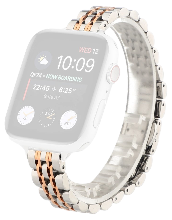 Flora Stål Rem til Apple Watch 5 - 40mm - Sølv / RosaGuld