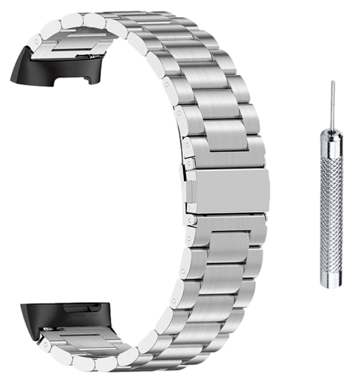 Bolzano Rem i Rustfrit Stål til Fitbit Charge 5 / 6-Sølv