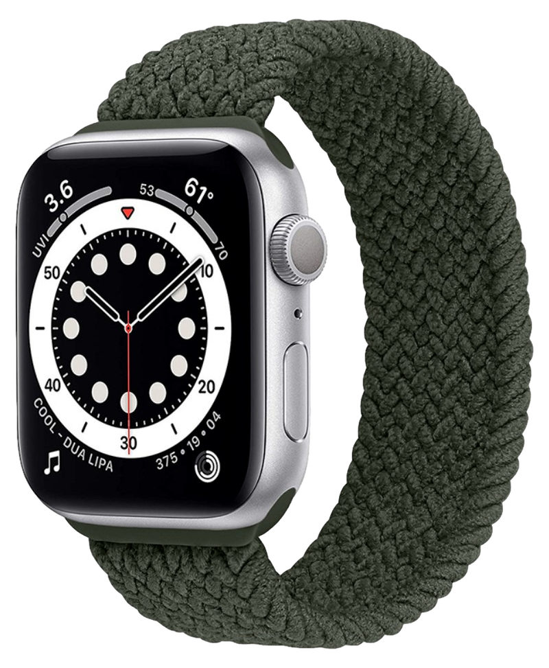 Nylon Sportsrem til Apple Watch 42 / 44 / 45mm - Str. L - Mørkegrøn