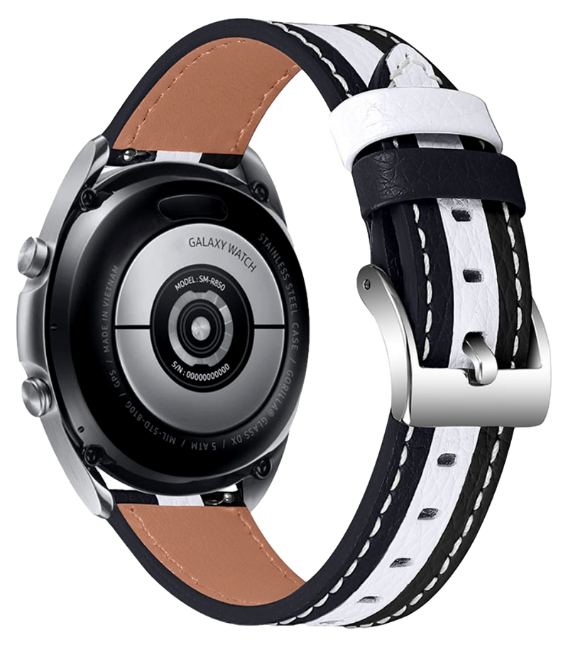 → Livorno Læderrem til Garmin Vivomove / HR Sort/Hvid | Gratis Fragt