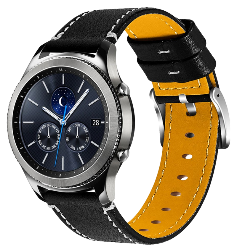 Pavia Genuine Læder Rem til Huawei Watch GT 4 / 5 46 mm - Sort