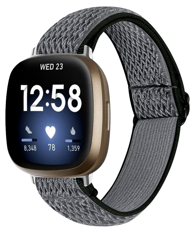 Flettet Nylon Rem til Fitbit Sense / Versa 3-Mørkegrå