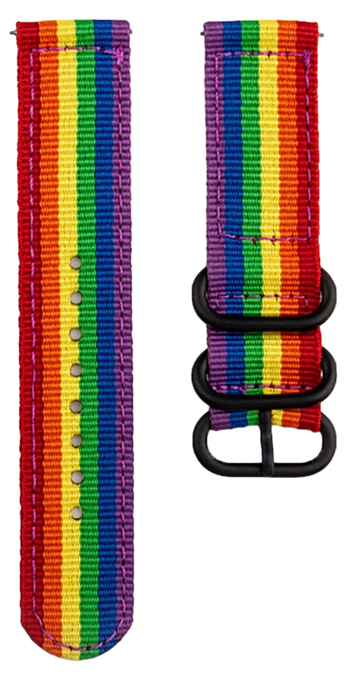 Stribet Nato Urrem i Nylon 18 mm - Regnbue