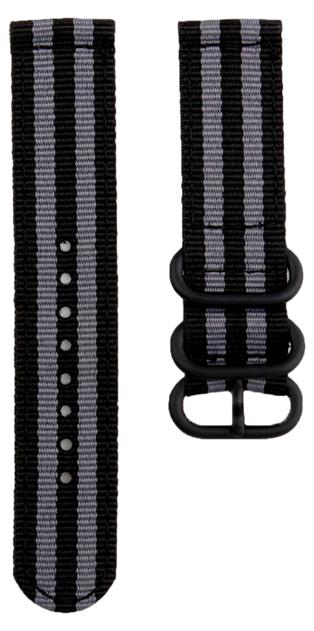Stribet Nato Rem i Nylon til Garmin Venu 2S (40mm) / Venu 3S (41mm) - Grå