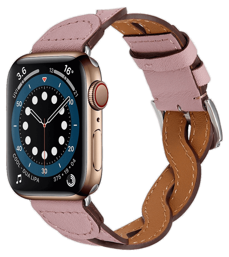 Flettet Læder Rem til Apple Watch 6 / 5 / 4 / SE - 40 mm - Lyserød