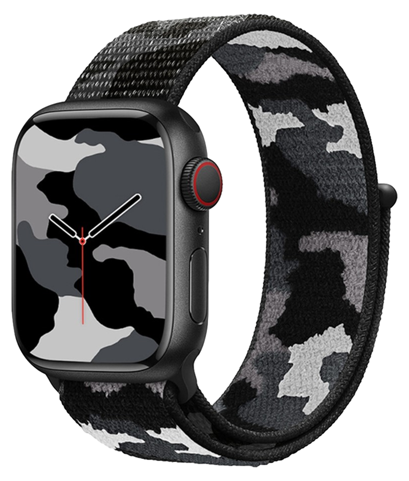 Camouflage Nylon Rem til Apple Watch SE (2022/2023) - 40mm - Sort
