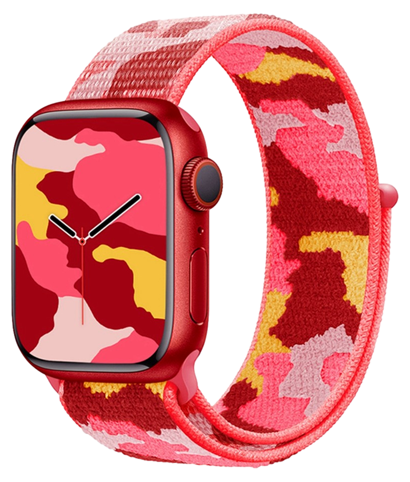Camouflage Nylon Rem til Apple Watch SE - 44mm - Rød