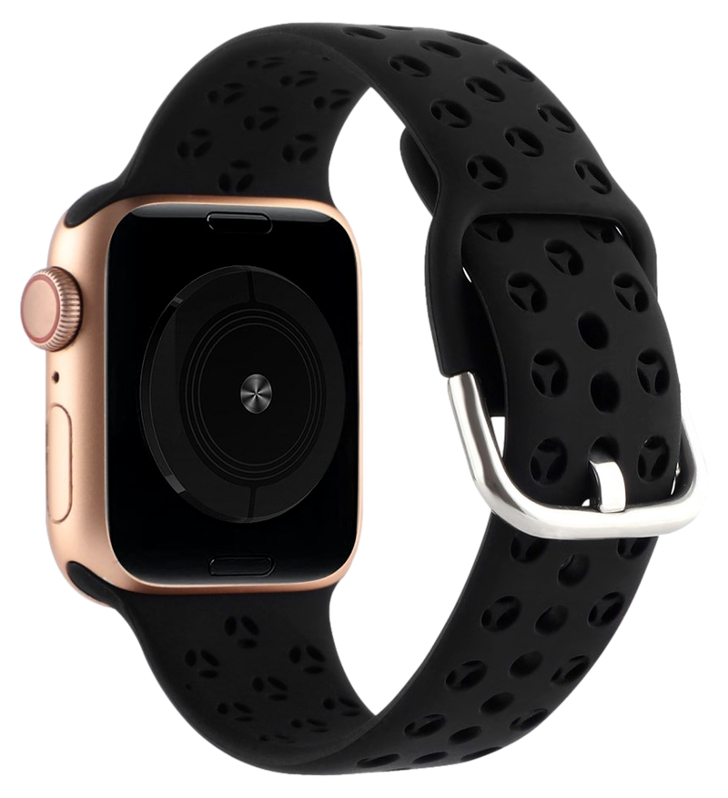 Hullet Silikone Sportsrem til Apple Watch 1 / 2 / 3 - 38mm - Sort