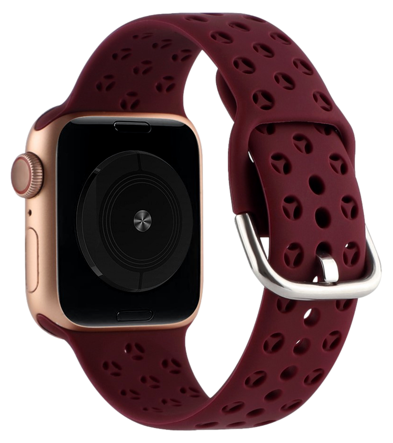 Hullet Silikone Sportsrem til Apple Watch SE / SE (2022/2023) / Ultra - 44 / 49mm - Mørkerød