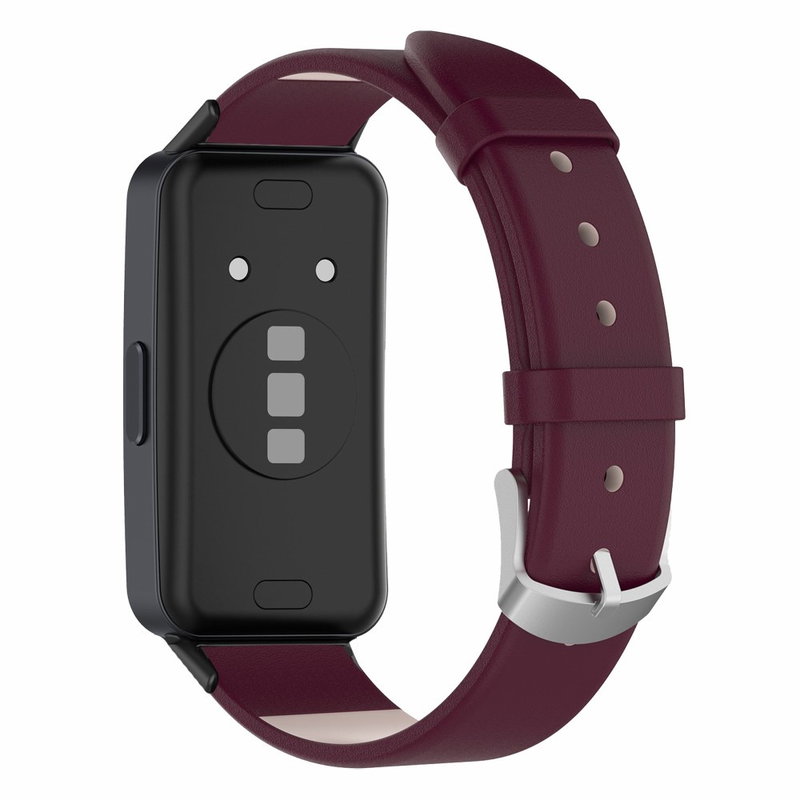 Genuine Læder Rem til Huawei Band 8-Mørkerød