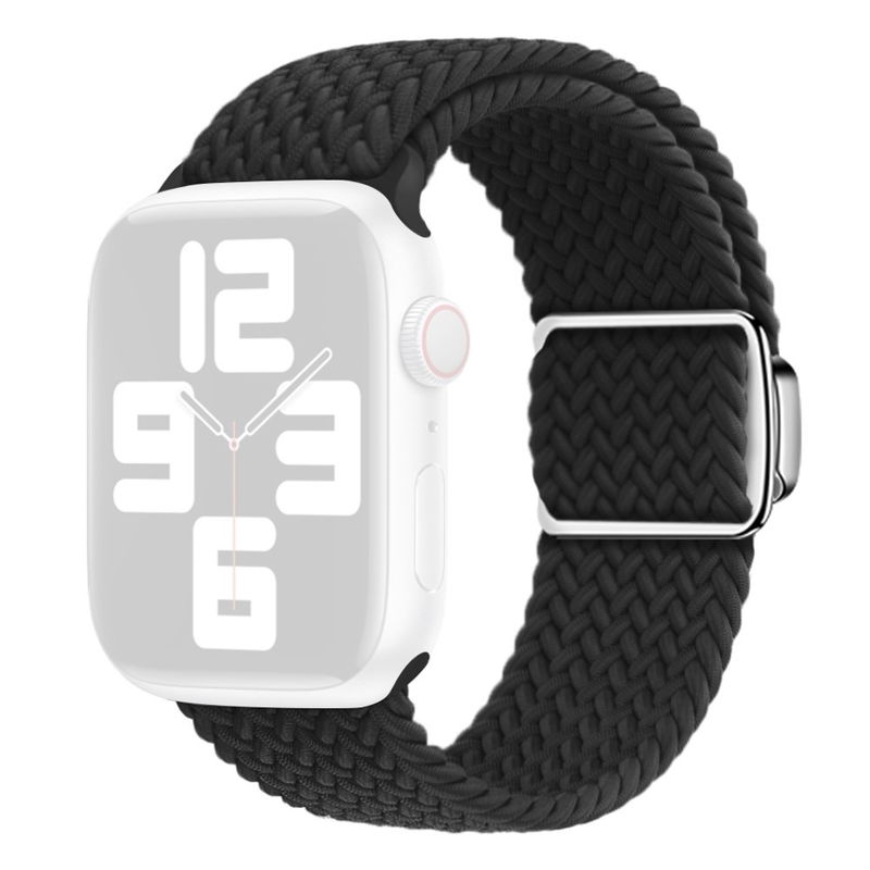 Flettet Nylon Rem til Apple Watch 42 / 44 / 45 / 49 mm - Sort
