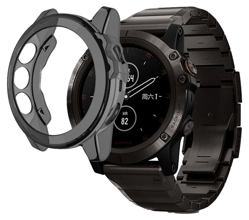 Gennemsigtigt TPU Cover til Garmin Fenix 5 / 5 Plus-Sort