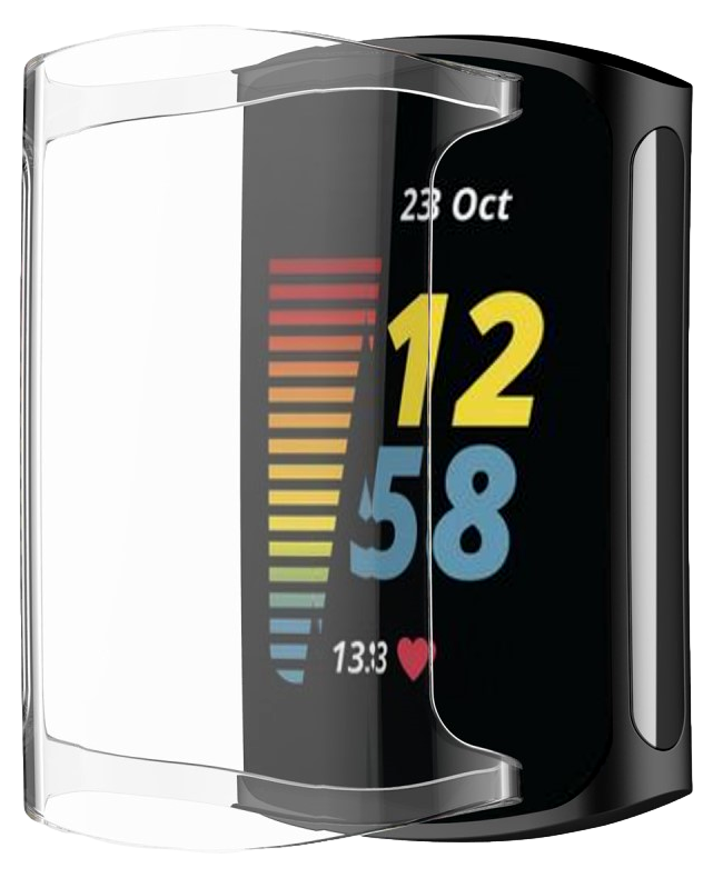 TPU Cover m. Beskyttelsesglas / Skærmbeskyttelse til Fitbit Charge 5 / 6-Gennemsigtig