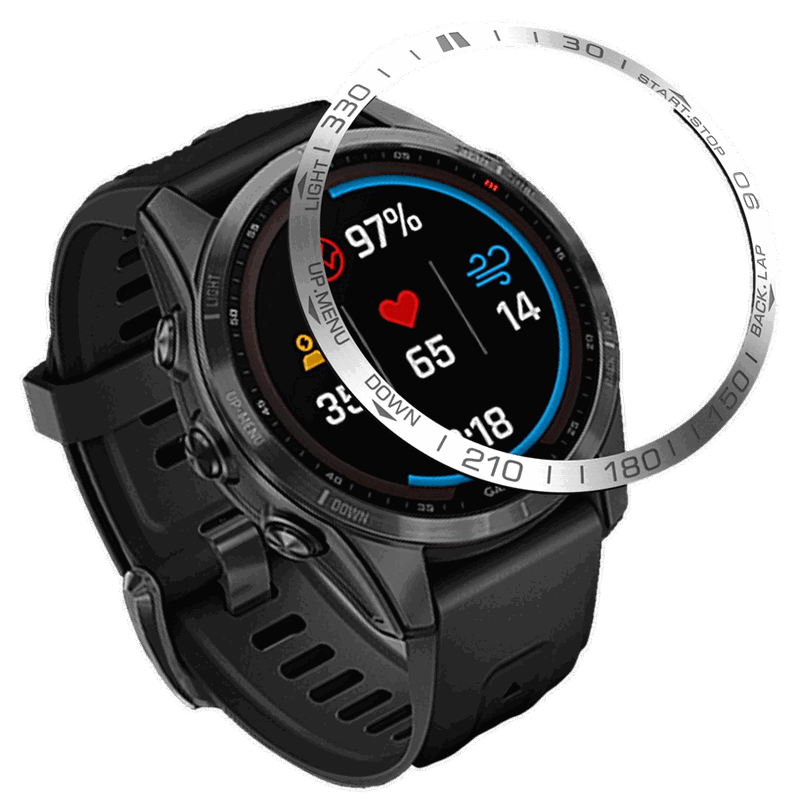 Rustfrit Stål Cover til Urkrans til Garmin Fenix 7S-Sølv