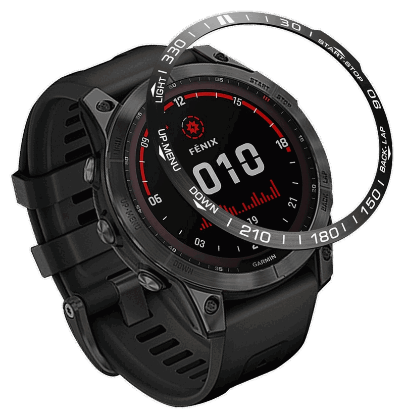 Rustfrit Stål Cover til Urkrans til Garmin Fenix 7-Sort