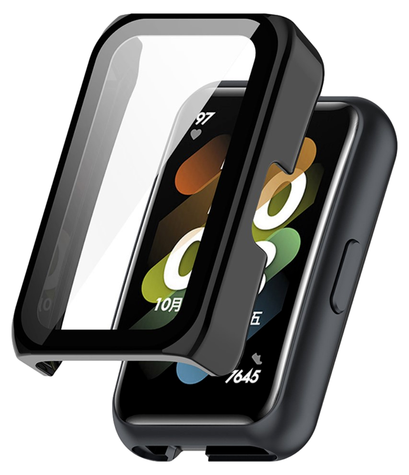 Cover med Beskyttelsesglas / Skærmbeskyttelse til Huawei Band 7-Sort