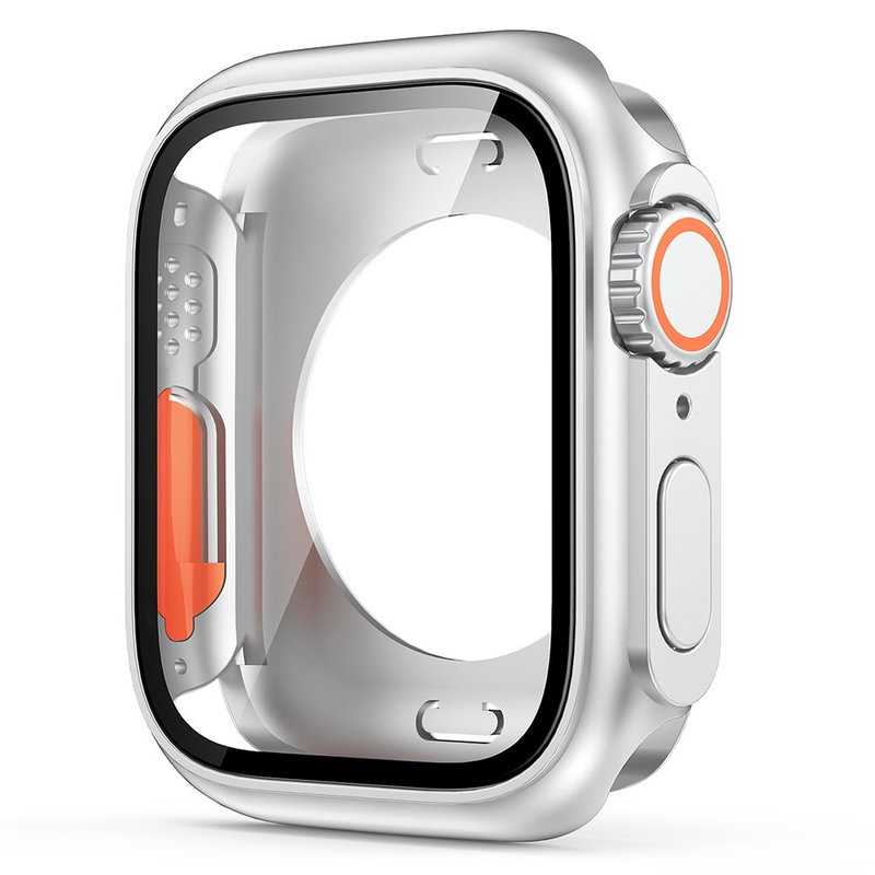 Cover med Beskyttelsesglas / Skærmbeskyttelse til Apple Watch 7 / 8 / 9 - 45mm-Sølv
