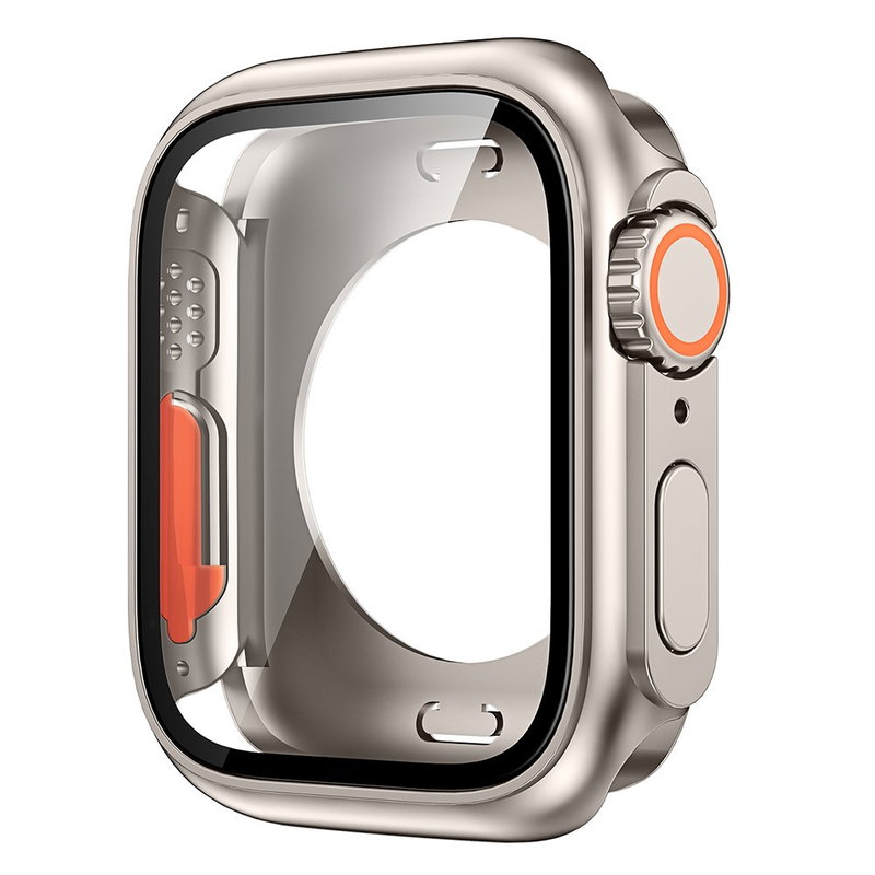 Cover med Beskyttelsesglas / Skærmbeskyttelse til Apple Watch 7 / 8 / 9 - 45mm-Sølv / RosaGuld
