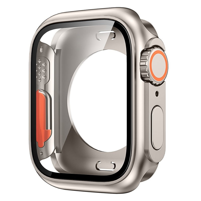 Cover med Skærmbeskyttelse i Beskyttelsesglas / Hærdet Glas til Apple Watch 4 / 5 / 6 / SE (2022/2023) - 44mm-Sølv / RosaGuld
