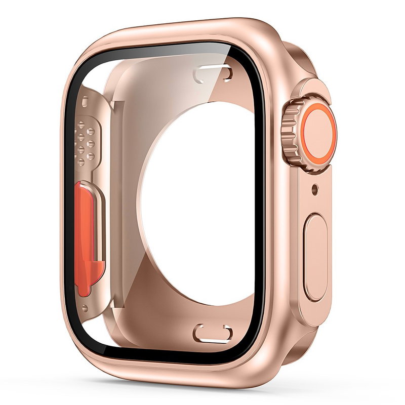 Cover med Skærmbeskyttelse i Beskyttelsesglas / Hærdet Glas til Apple Watch 4 / 5 / 6 / SE (2022/2023) - 44mm-RosaGuld
