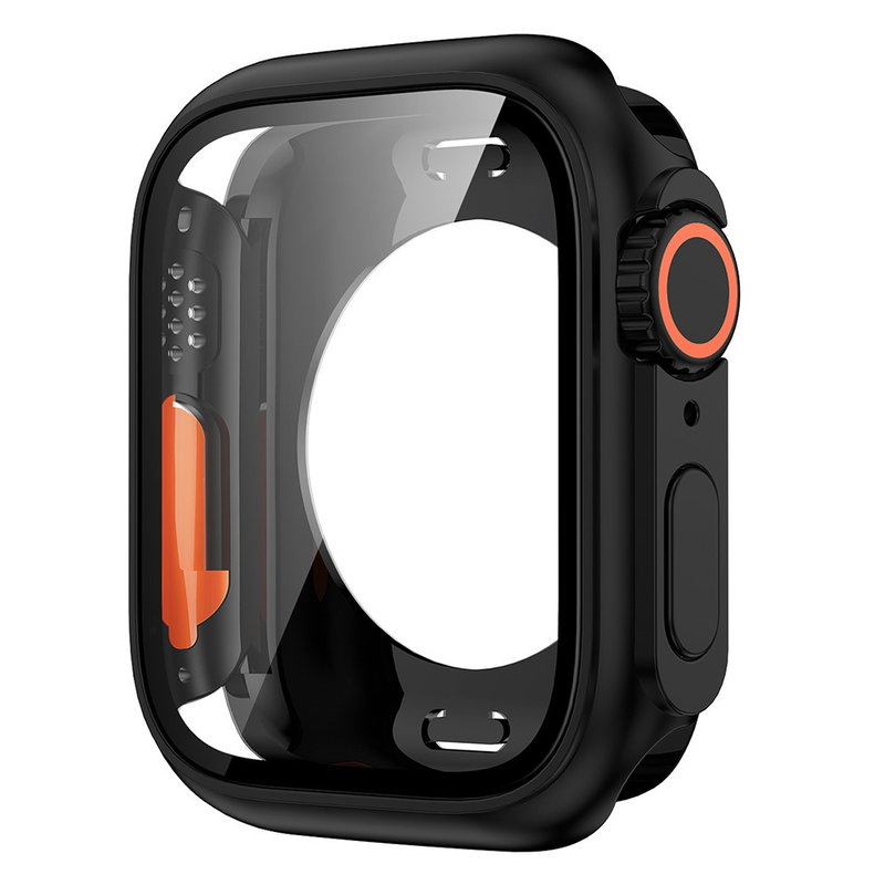 Cover med Skærmbeskyttelse i Beskyttelsesglas / Hærdet Glas til Apple Watch 4 / 5 / 6 / SE (2022/2023) - 44mm-Sort