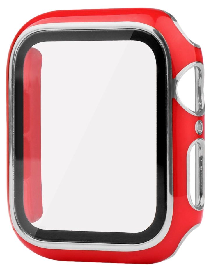 Cover m/ Beskyttelsesglas / Skærmbeskyttelse & Sølvkant til Apple Watch 4 / 5 / 6 / SE - 40mm-Rød