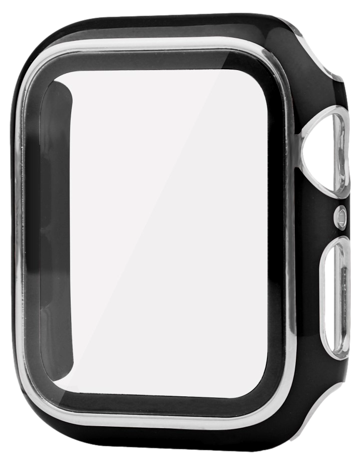 Cover med Beskyttelsesglas / Skærmbeskyttelse & Sølvkant til Apple Watch 4 / 5 / 6 / SE / SE (2022/2023)- 44mm