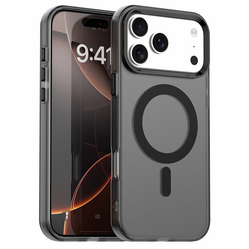 Gennemsigtigt iPhone 17 Pro Max Cover Med MagSafe - Sort