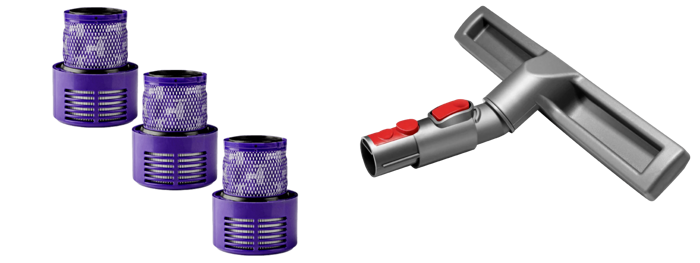 Pakke m. 3stk HEPA Filter til Dyson V10 & Parketmundstykke til Dyson V6 / V7 / V8 / V10 / V11 / V15 / V15s
