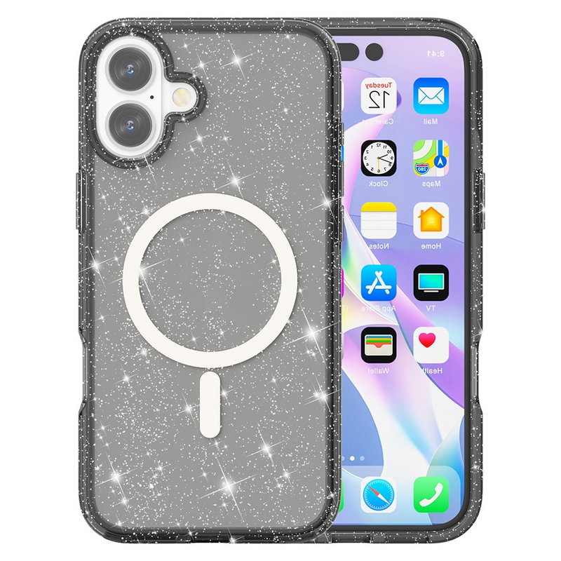 iPhone 17 Cover med MagSafe Med Glimmer - Sort