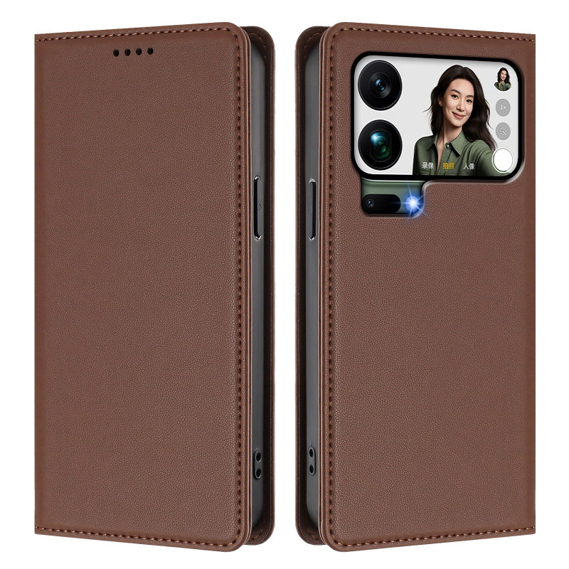 Flip Cover til Xiaomi 17 Pro Max med Pung, Magnetlukning og Standerfunktion - Brun