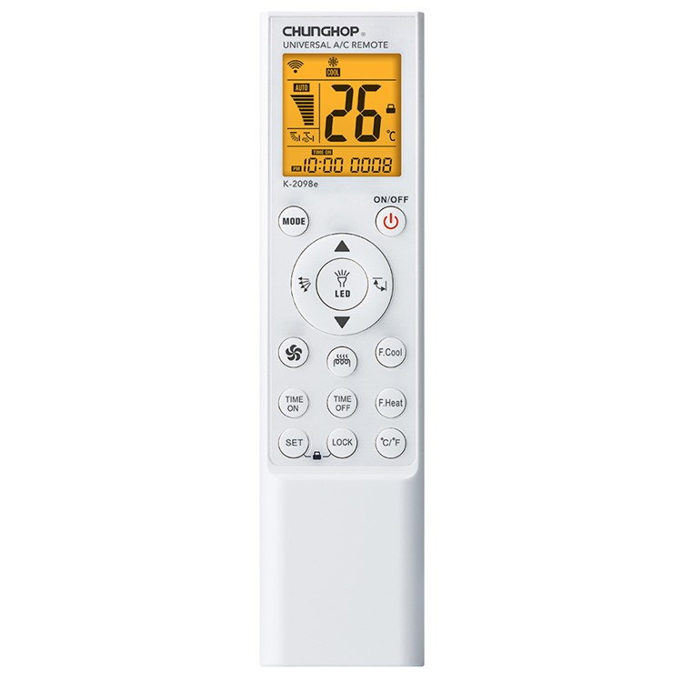 Universel Fjernbetjening til Air Conditioner m. LCD-skærm, Timer & LED-belysning