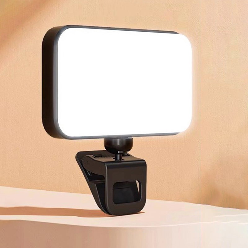 Selfie Lys med Klemme – Genopladelig LED Lampe med 5 Lysstyrker & Justerbar Farvetone